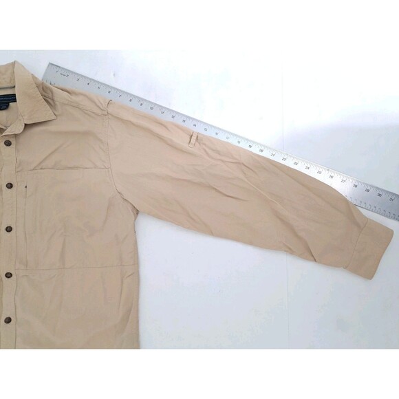 Eastern Mountain Sports Vented Shirt Khaki Nylon No Fly Zone Roll Up Fishing - Picture 10 of 10